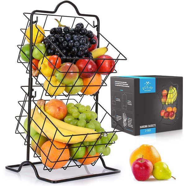 Zulay Kitchen Zulay Fruit Basket Metal, 2Tier ZULB085GF5P19